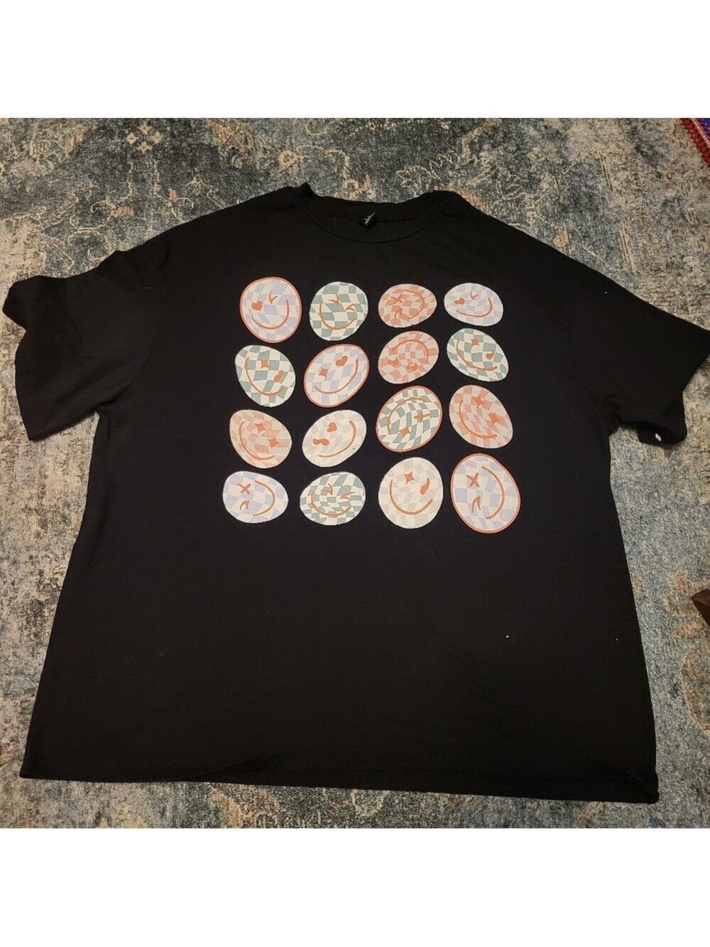 SHEIN Black Tee with Colorful Graphic Design Size S